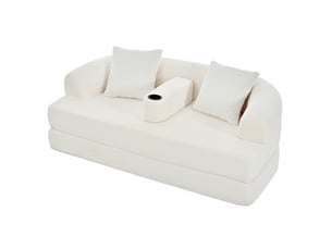 Canapé droit compressé convertible <strong>MODENVIE</strong> <strong></strong> 2 places Velours côtelé beige clair