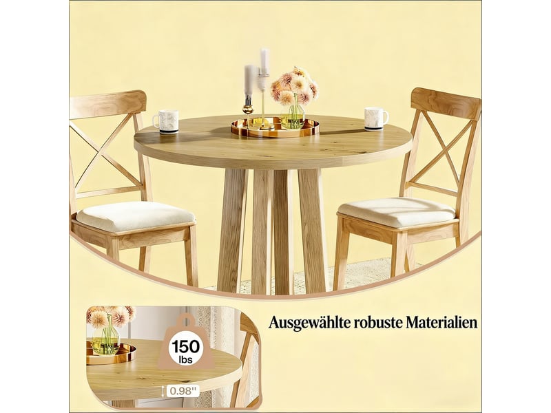 Table à manger ronde,80x80x75 cm,pour 2 à 4 personnes,bois,marron  - Conforama E