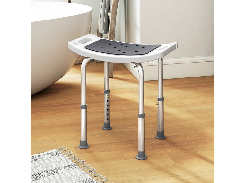  Tabouret de douche en alliage d'aluminium et plastique antidérapant réglable sur 6 niveaux 39-52cm gris  - Conforama B