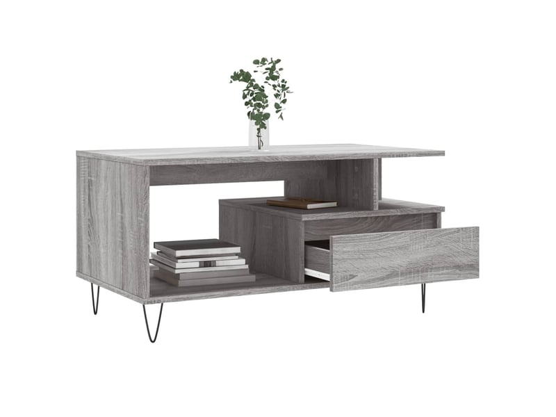  Table basse - table de salon - table à thé sonoma gris 90x49x45 cm bois d'ingénierie  - Conforama D