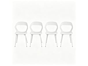 Chaises salle à manger lot de 4 dossier ergonomique  - piètement métal polypropylène blanc 51×44×83 cm