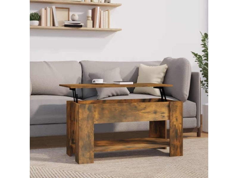  Table basse rectangulaire | table de salon chêne fumé 101x49x52 cm bois d'ingénierie shl6719  - Conforama B