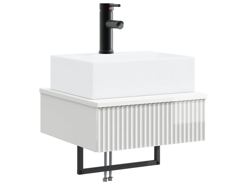  Basin de lavage mural, lavabo blanc brillant 40x41x39 cm  - Conforama A