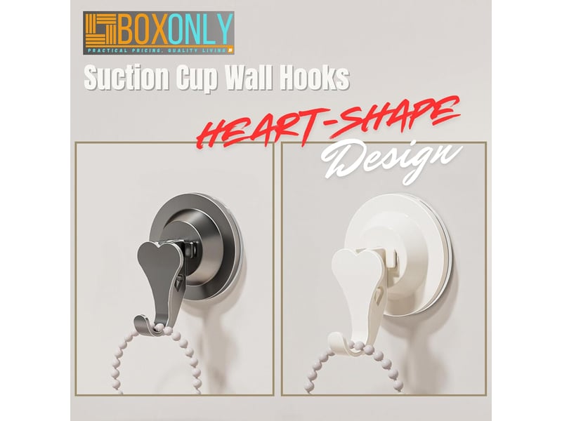  Sakae crochet ventouse cœur pour douche, gris gun métal, se monte sur verre et carrelage  - Conforama E