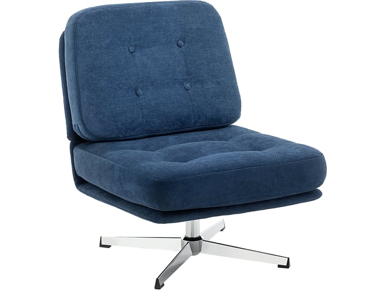  Fauteuil pivotant 87x70x84 cm, assise large et dossier épais, structure en métal, canapé 1 place, couleur bleu foncé  - Conforama A