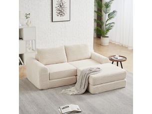 Canapé droit convertible <strong>KORFEE</strong> <strong></strong> 2 places Tissu beige