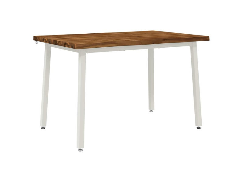  Table à manger moderne 120x80x75 cm bois d'acacia massif naturel et blanc shl96776  - Conforama A