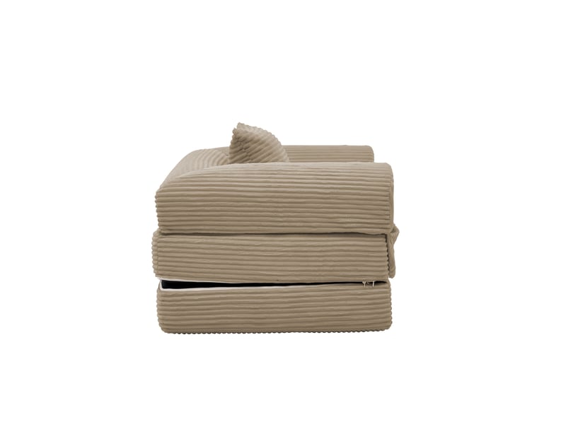  Fauteuil convertible lit 1 place, canapé lit compact avec rangement intégré, revêtement côtelé marron, idéal salon ou chambre  - Conforama D