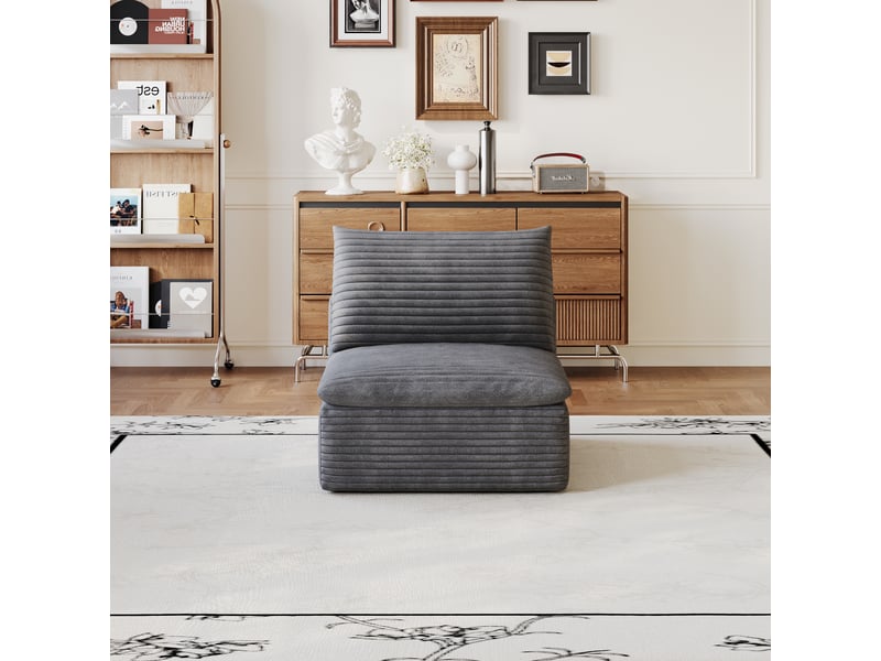 Canapé modulable en mousse sans cadre en bois tissu doux confortable - Conforama E