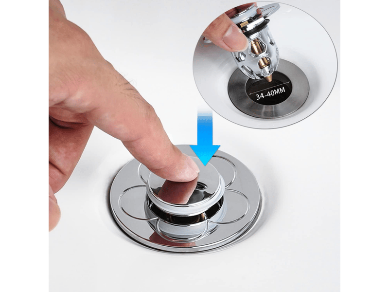  2 bouchons de vidange universels argentés pour lavabo de salle de bain (convient aux trous de 34 à 40 mm)  - Conforama B
