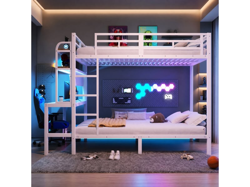  Lit superposé avec bureau et rangements 140 x 200 cm evryae  - Conforama C