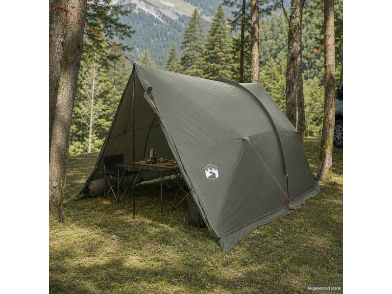  Tente de camping, tente avec auvent résistante à l'eau vert armée  - Conforama C