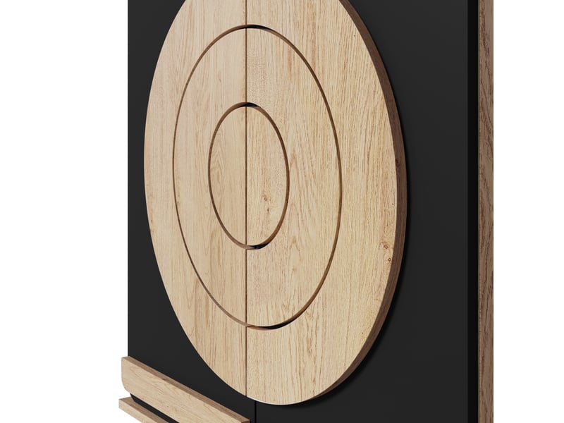  Meuble à chaussures 76x37x98.5 cm, design contemporain, portes rondes noires, rangement ordonné pour entrée ou couloir  - Conforama W