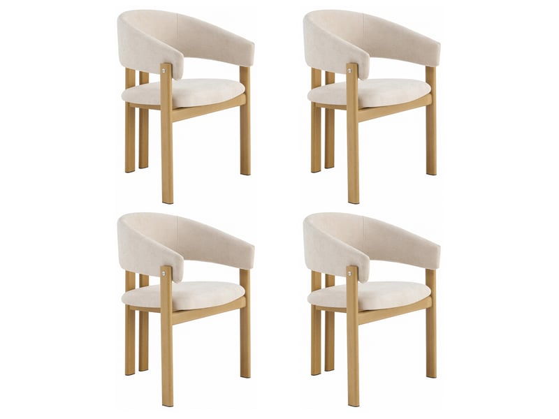  Lot de 4 chaises de salle à manger 61,5x52,5x83 cm en métal effet bois beige  - Conforama A