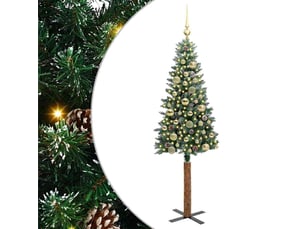 Sapin de noël - arbre de noël mince vert 150 cm pvc et bois de pin massif