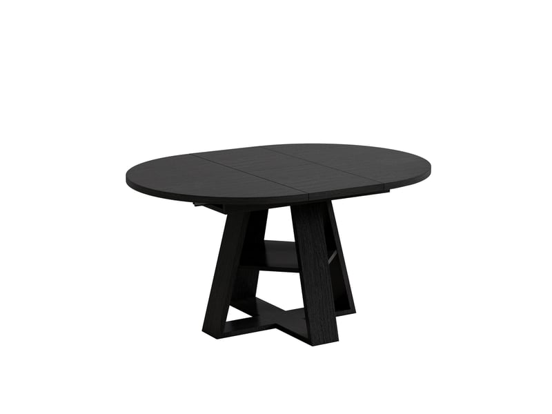  Table à manger extensible 150x110 cm avec rangement mdf noir effet bois  - Conforama A