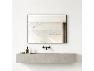 Miroir arrondi(e) de salle de bain coloris noir <strong>BEAUNIV</strong>  <strong></strong> - 70 cm x 50 cm