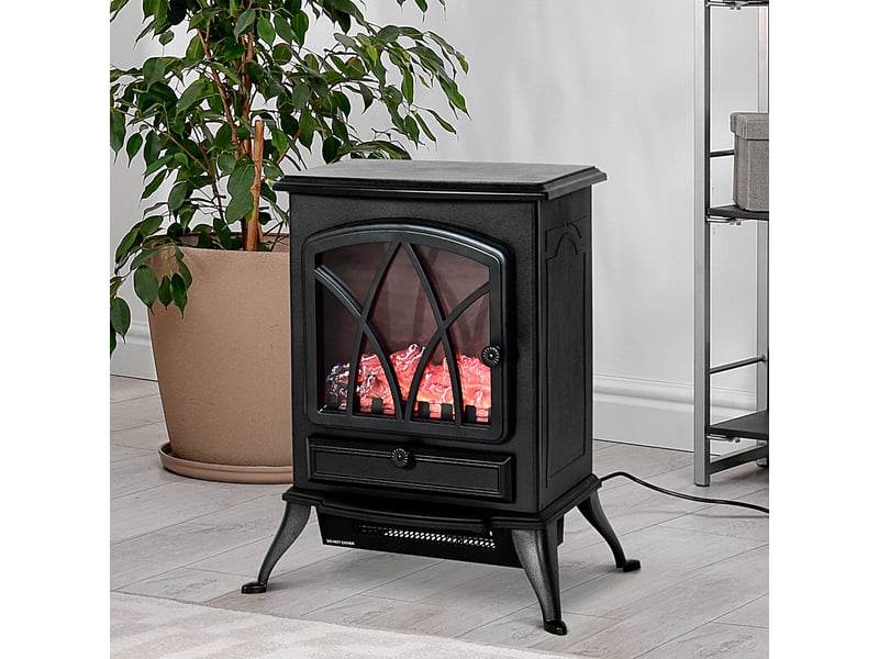  Cheminée électrique mobile 1000 w2000 w, effet flammes led, 15 à 30 m², noire  - Conforama D