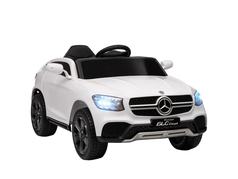  Voiture électrique pour enfants, 12 v, avec télécommande, lumières led, musique, 3 vitesses, 3-6 ans, blanche  - Conforama A
