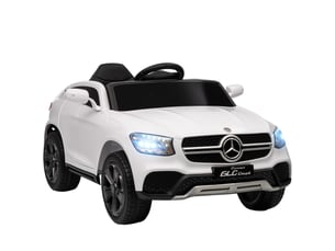 Voiture électrique pour enfants, 12 v, avec télécommande, lumières led, musique, 3 vitesses, 3-6 ans, blanche