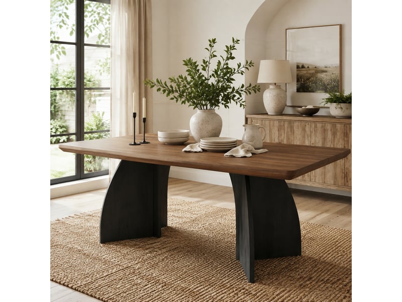 Table à manger 4 à 6 personnes 160x80 cm en mdf, plateau couleur noyer - Conforama D