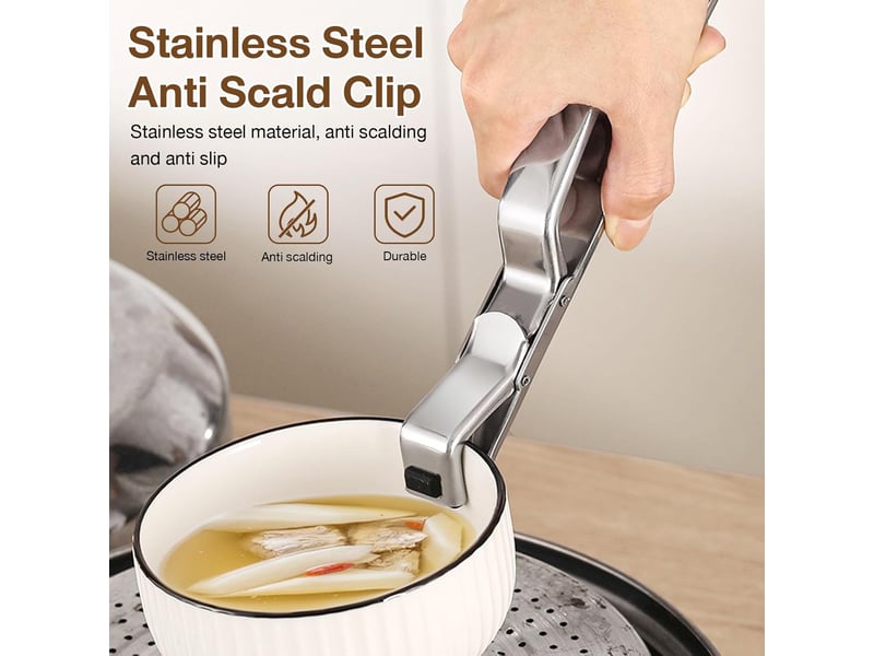  (1 pièce) pince de cuisine anti-brûlure en acier inoxydable, résistante à la chaleur et durable, utilisable d'une seule main, outil de cuisine multifo GTR06149 - Conforama C