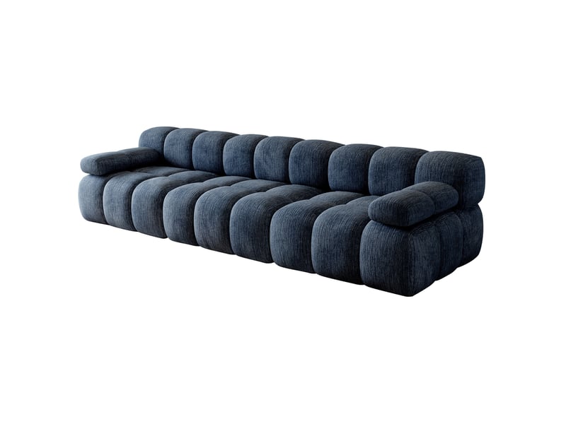 Canapé droit 3 places 300x100 cm – bleu – mousse haute élasticité en tissu chenille, sans montage - Conforama D