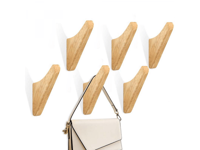  Lot de 5 patères en bois, crochets à serviettes muraux, porte-manteau d'entrée créatif, gris  - Conforama C