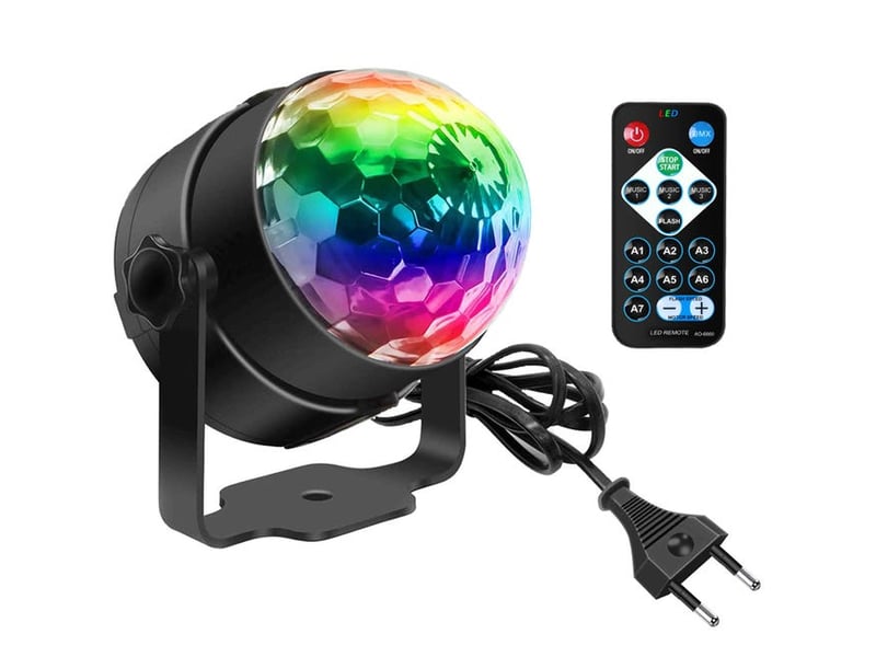  Projecteur led pour fêtes, projecteur de scène rotatif, contrôlé par la musique, livré avec télécommande, idéal pour les fêtes, noir HRC0002503LY - Conforama A