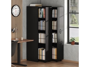 Bibliothèque coulissante - 51.5x41x158cm - meuble de rangement extensible à roulettes, 4 niveaux - noir