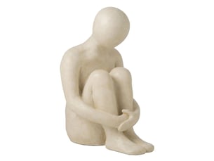 Statuette homme assis emile 56cm blanc cassé