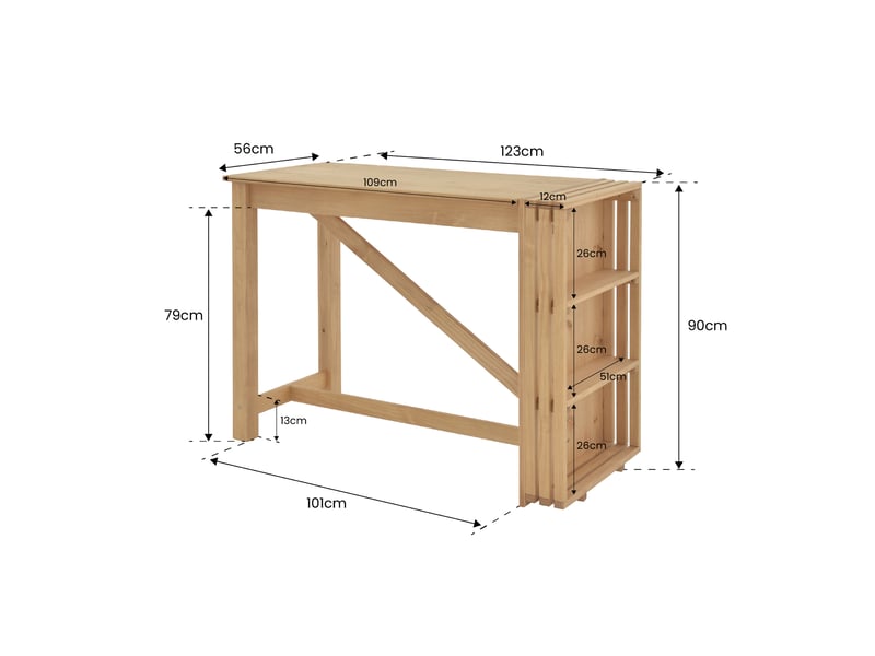 Table 123 cm fixe PILOTI - Conforama H