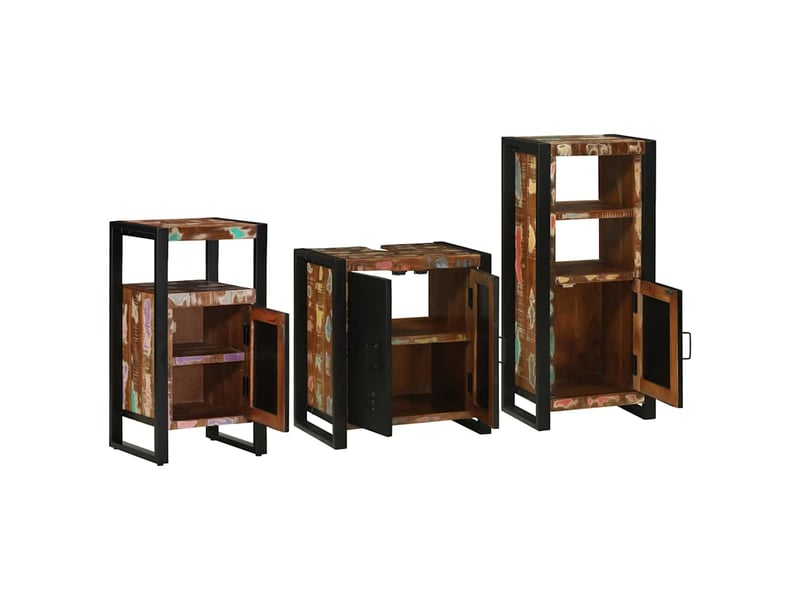  Ensemble de mobilier de salle de bain 3 pc multicolore et noir cf64406  - Conforama D