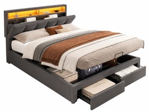 Lit avec rangement 140x190 cm    coloris gris