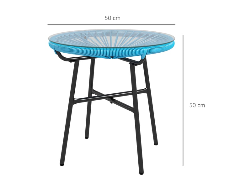  Table basse de jardin ronde métal bleu 50x50x50cm  - Conforama E