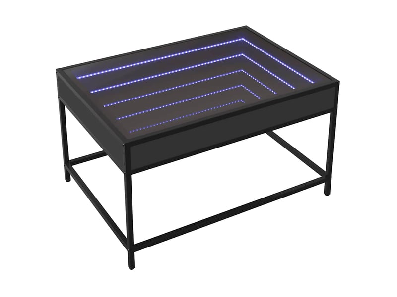 Table basse - table de salon - table à thé avec led infini noir 70x50x41 cm - Conforama C