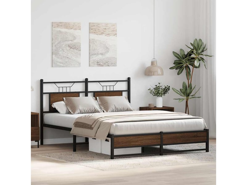  Lit double- lit adulte -  cadre de lit sans matelas chêne marron 150x200 cm  - Conforama C