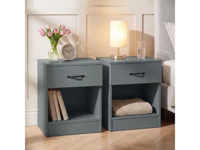  Table de chevet riano, commode de nuit, chambre, 47x40x36cm, set de 2, 1 tiroir, vert 3332396 - Conforama B