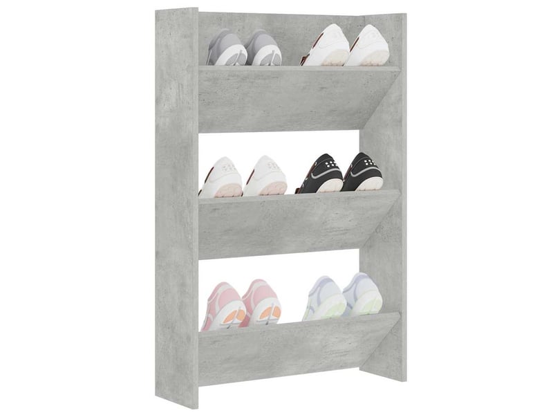  Meuble à chaussure, armoire à chaussures murale gris béton 60x18x90 cm aggloméré  - Conforama D