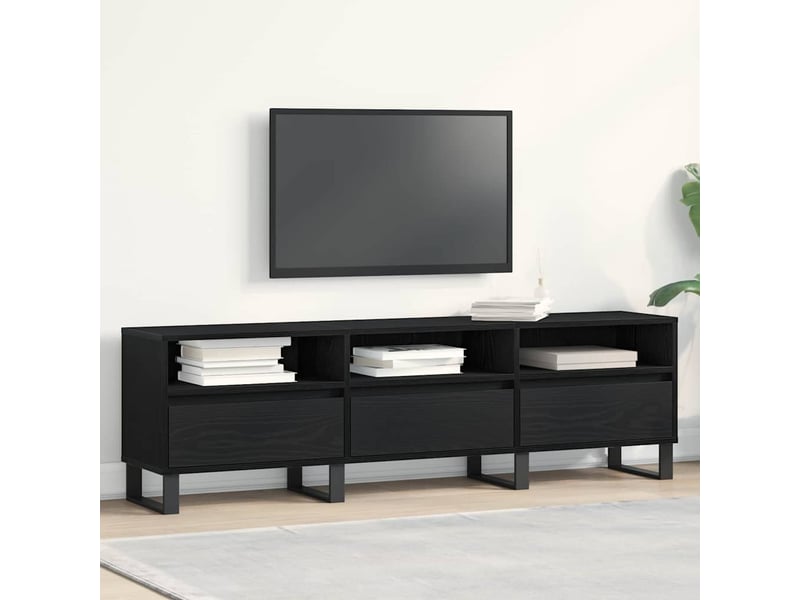  Meuble tv - banc tv - meuble de rangement 150 x 30 x 44,5 cm chêne noir bois d'ingénierie  - Conforama B