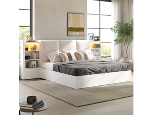 Lit coffre 180x200 cm <strong>FLORAGRACE</strong>  <strong></strong> coloris blanc