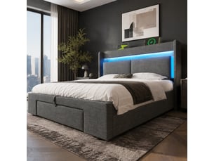 Lit coffre 160x200 cm    coloris gris