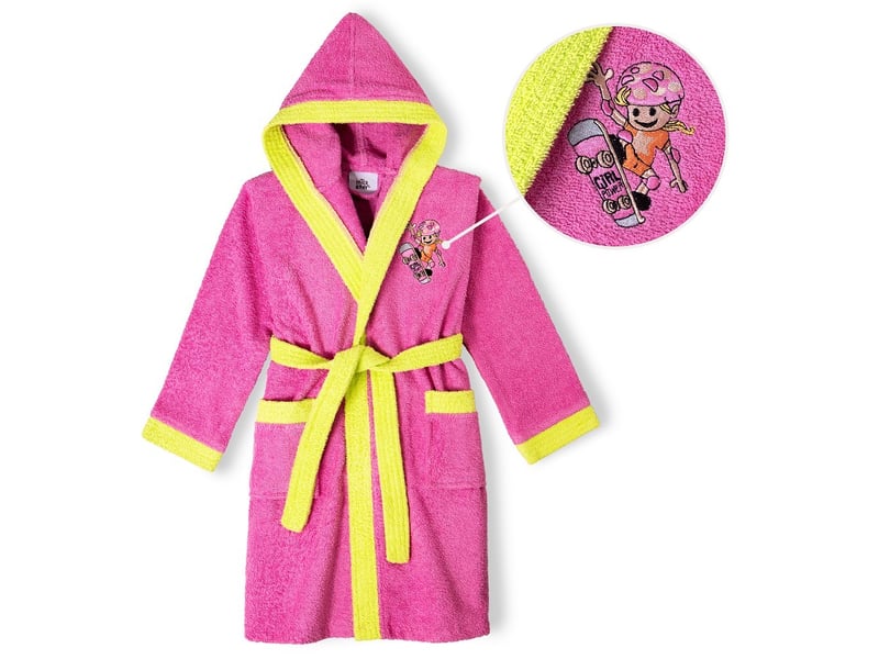  Peignoir de bain enfant interbaby taille 14 ans - fuchsia - coton éponge 00515-T14-28 - Conforama A