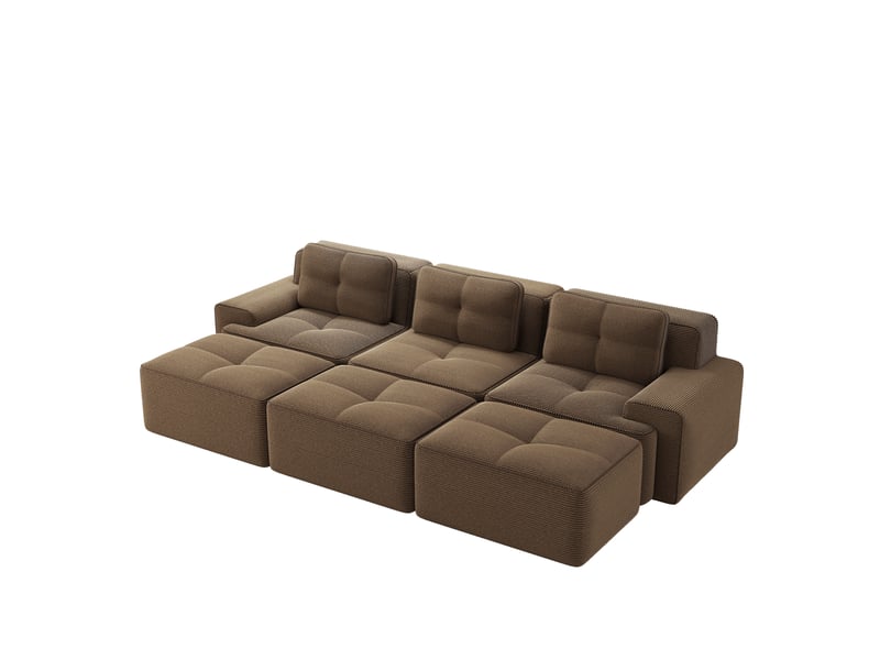  Canapé d'angle, canapé convertible, marron, 3 places, sans cadre, en velours tricoté  - Conforama B