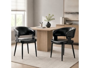 Lot de 2 chaises de salle à manger,similicuir et tissu à motifs,noires