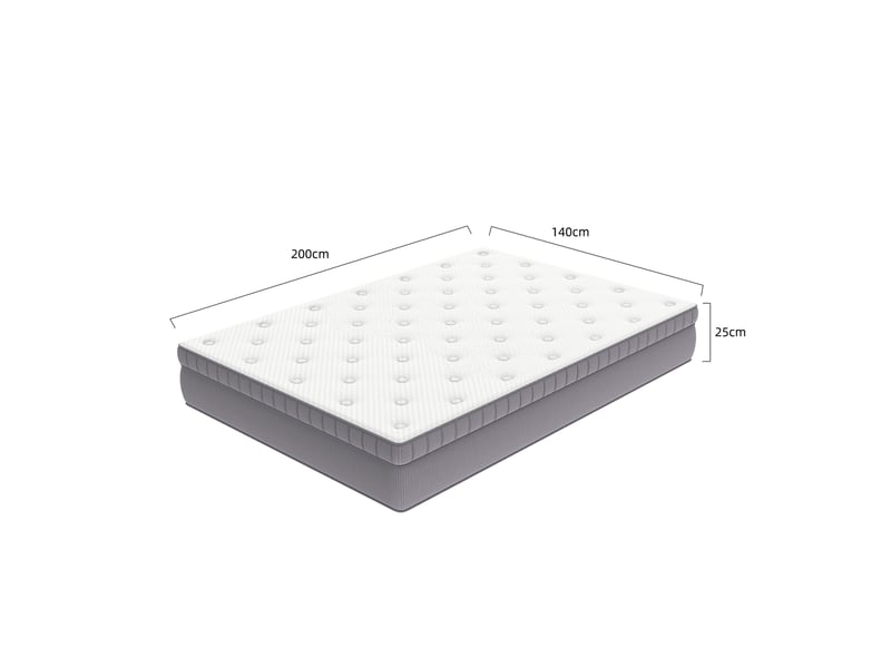  Matelas hybride 140x200 cm – blanc ancien – h3, 25 cm, ressorts ensachés, mousse confort, 7 zones ergonomiques  - Conforama A