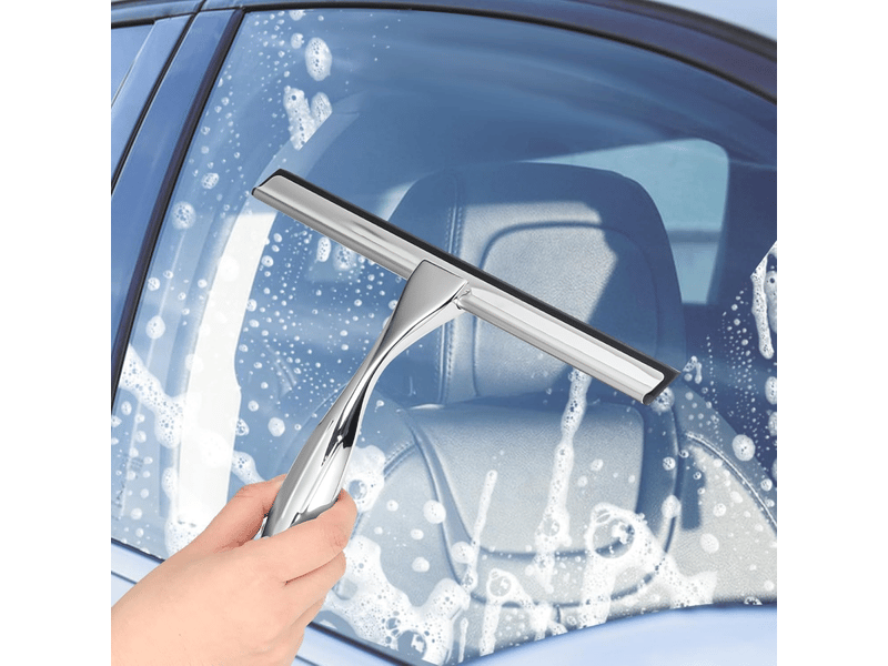  Essuie-glace de douche en acier inoxydable 1 pièce, 35 cm, support inclus, pour porte de douche, miroir, vitre  - Conforama E