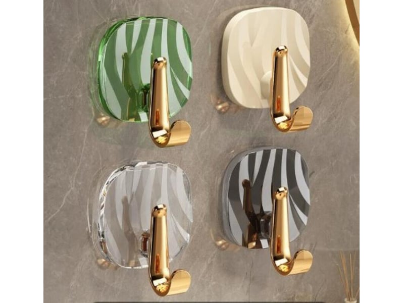  Quatre crochets en acrylique auto-adhésifs, adaptés aux salles de bains, cuisines, chambres, rangement étanche, mixte, transparent ZYS02162LHY - Conforama A