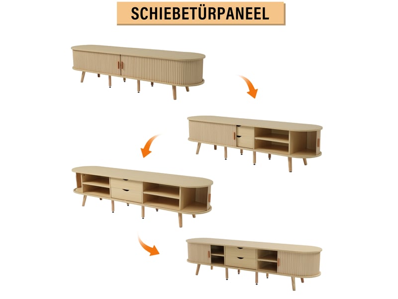  Ensemble armoire tv et table basse - bois - mdf - noyer clair - 175x40x42 cm - tiroirs doubles 100x50x40cm - Conforama B