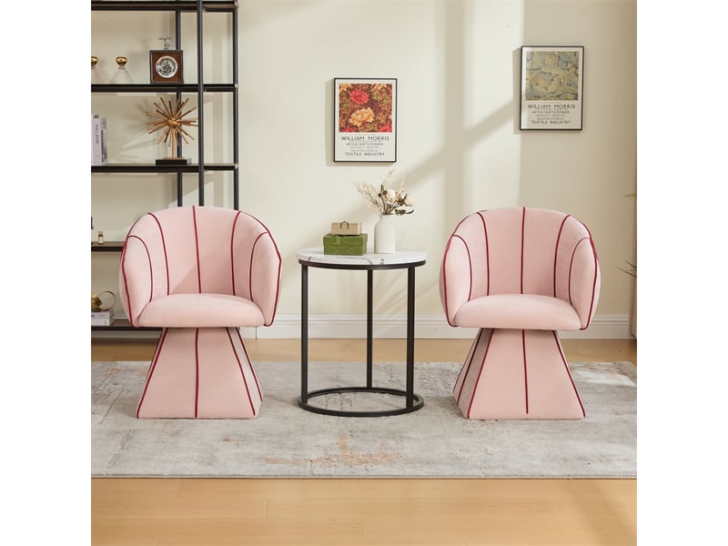  Chaise pivotante 56x54x74.5cm - fauteuil ergonomique coquillage en tissu chenille pour adulte et adolescent salon - rose  - Conforama D